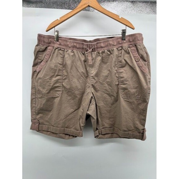 Lane Bryant Women's Pull On Bermuda Shorts Dark Khaki Elastic Waist Size 22/24 - Picture 1 of 5
